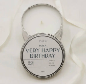 For a very happy birthday fresh linen candle 160g