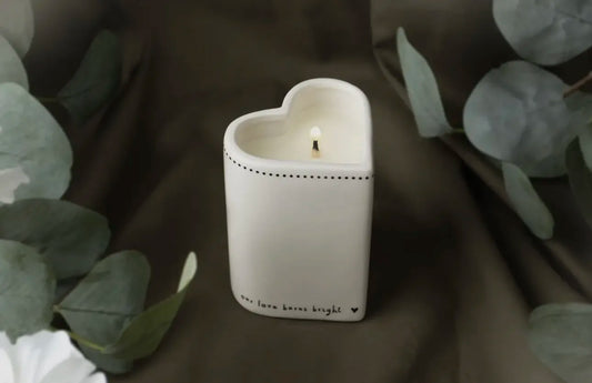 Heart-shaped vanilla candle from Send With Love.
