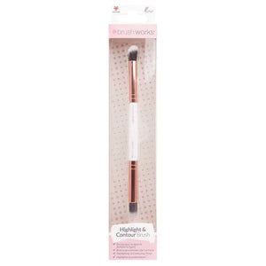 Stylish White & Gold Double Ended Highlight and Contour Brush
