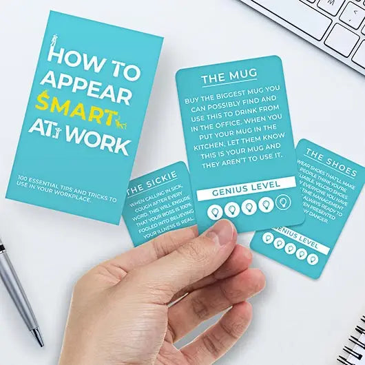 How to appear smart in work book and cards on a desk.