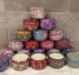 Olga Decorated Tin Candle