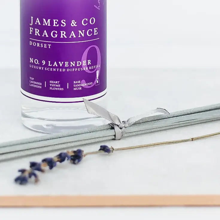 James & Co No.9 Lavender 200ml reed diffuser refill with reeds