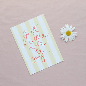 'Just A Little Note To Say' Deckchair Stripe Postcard