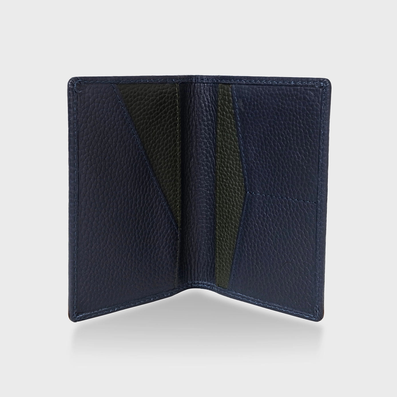 Pebble Grain Leather Passport Holder in Navy
