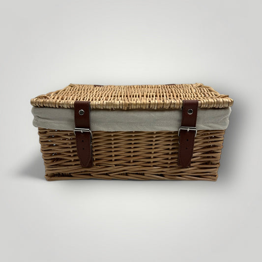 Natural Lined Wicker Hamper Brown Leather Straps