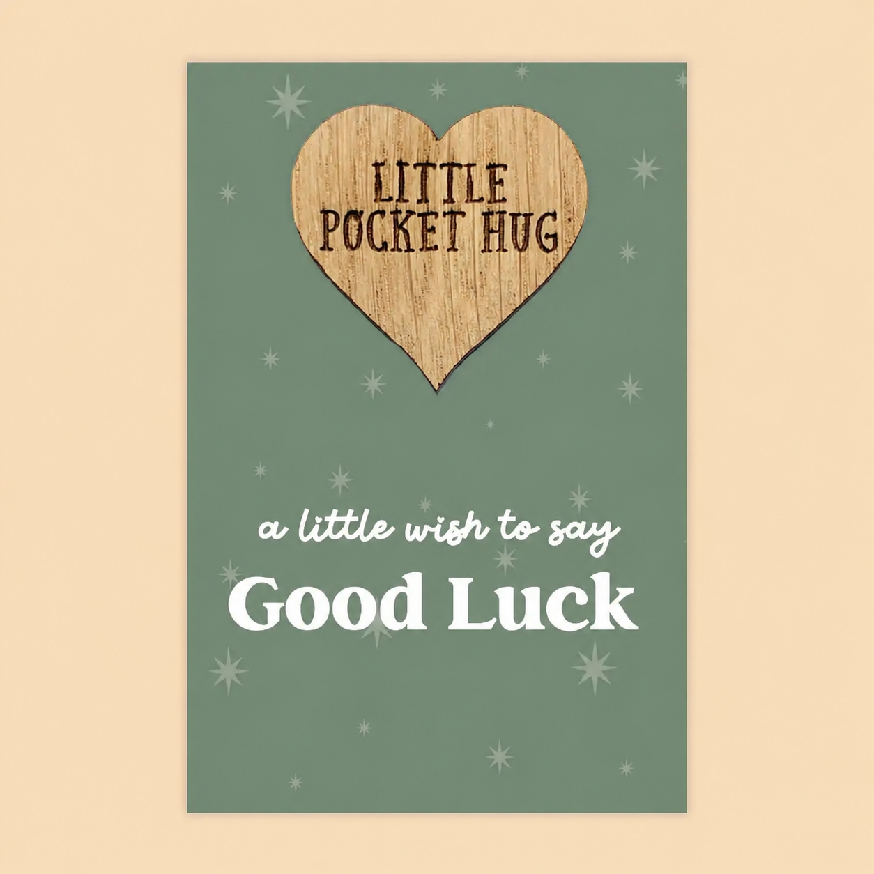 Good Luck Pocket Hug keepsake token with an encouraging message, perfect as a small supportive gift.