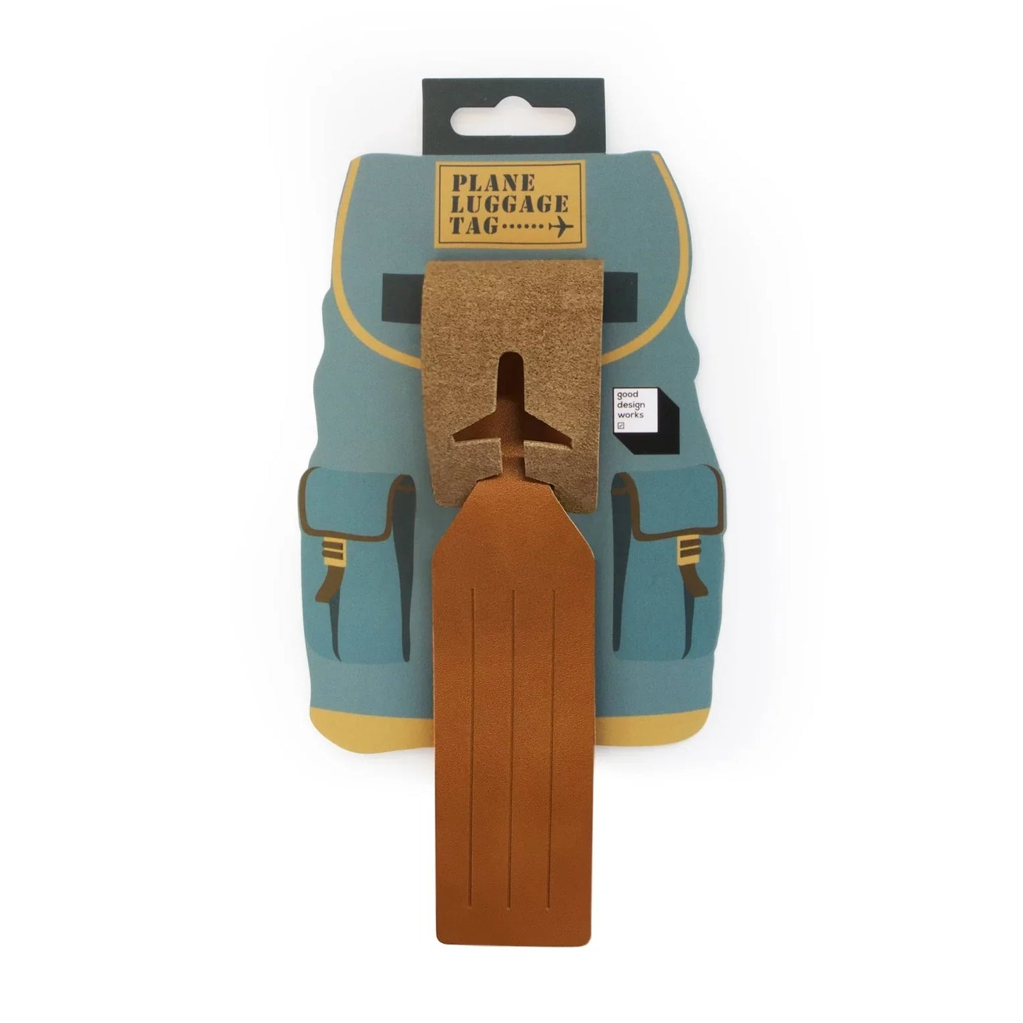 Smart & durable leather luggage tag with airplane design packaging.