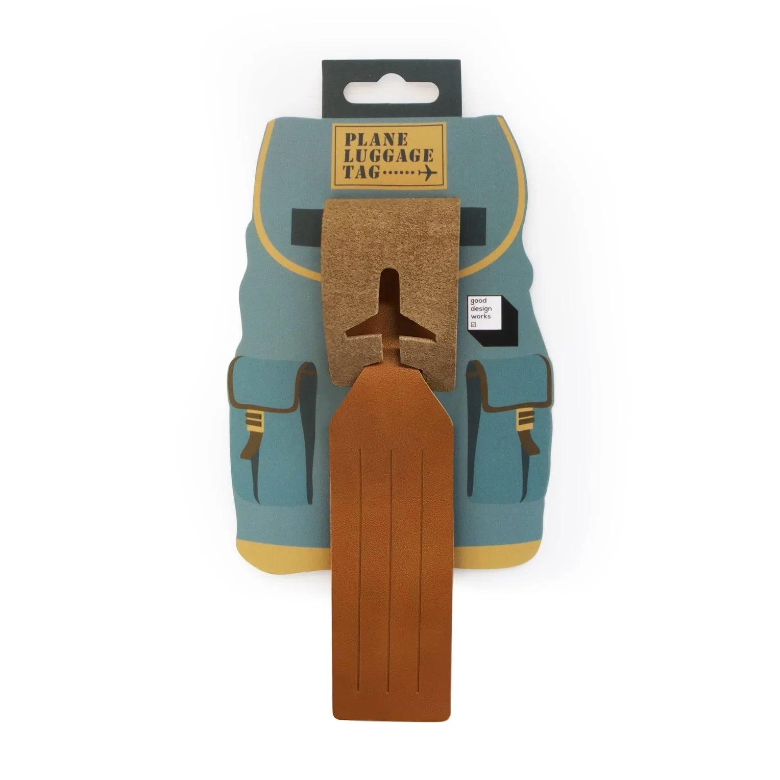 Smart & durable leather luggage tag with airplane design packaging.