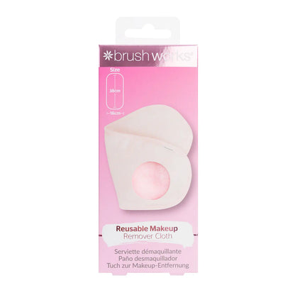 Brushworks ultra-soft microfibre makeup remover cloth designed to remove makeup using only water, suitable for all skin types.