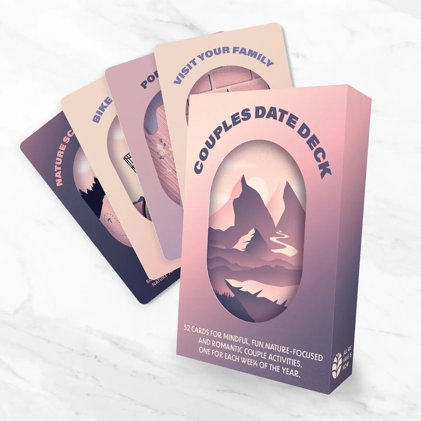 Mindful Couple Activity Cards deck with nature-focused and romantic activities.