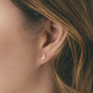 Moon Stud Earrings | 22ct Gold Vermeil