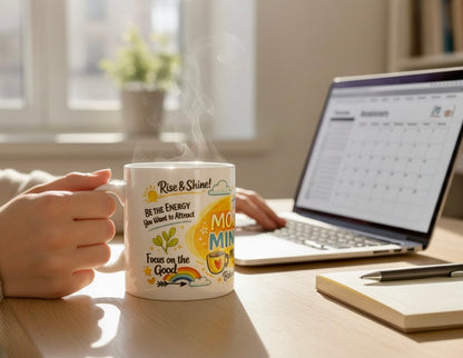 Morning Mindset Mug with colourful design 