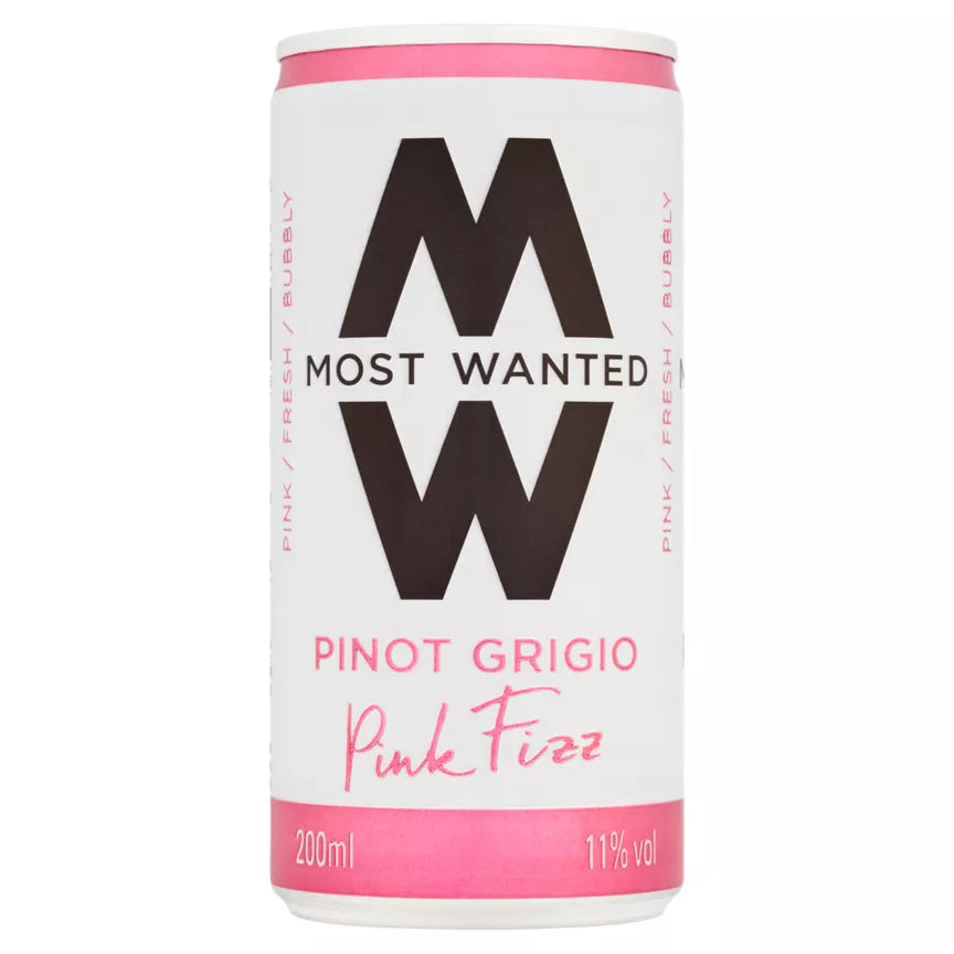 Most Wanted Pinot Grigio Pink Fizz 20cl – sparkling rosé wine in a can with fruity berry notes and crisp finish