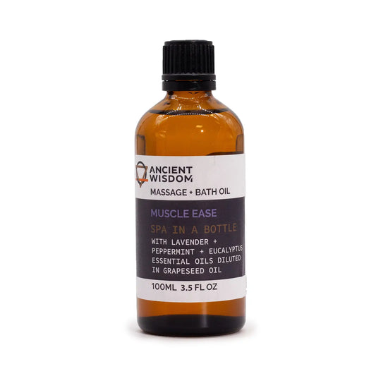 muscle ease massage and bath oil with soothing herbal blend.