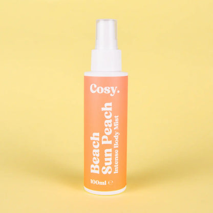 Beach Sun Peach 100ml alcohol-free fragrance mist with peach, apple, jasmine, vanilla and coconut notes.