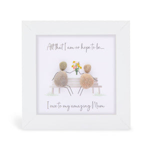 Mini Pebble Artwork Gift - Mum | White Frame
