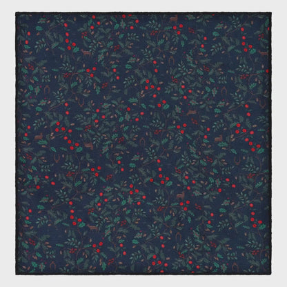 Heritage Print Rutland Pocket Square in navy pattern