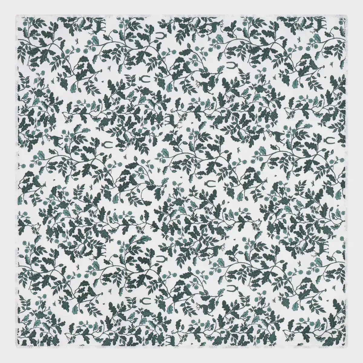 Heritage Print Rutland Pocket Square white and green pattern