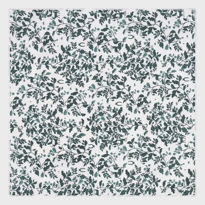 Heritage Print Rutland Pocket Square white and green pattern