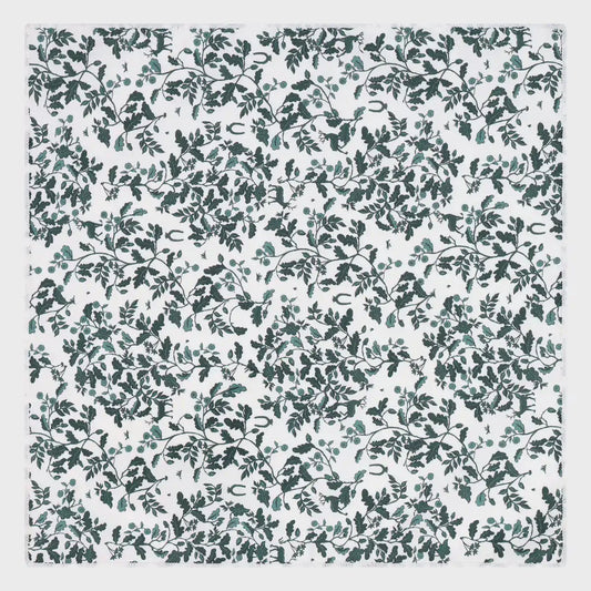 Heritage Print Rutland Pocket Square white and green pattern