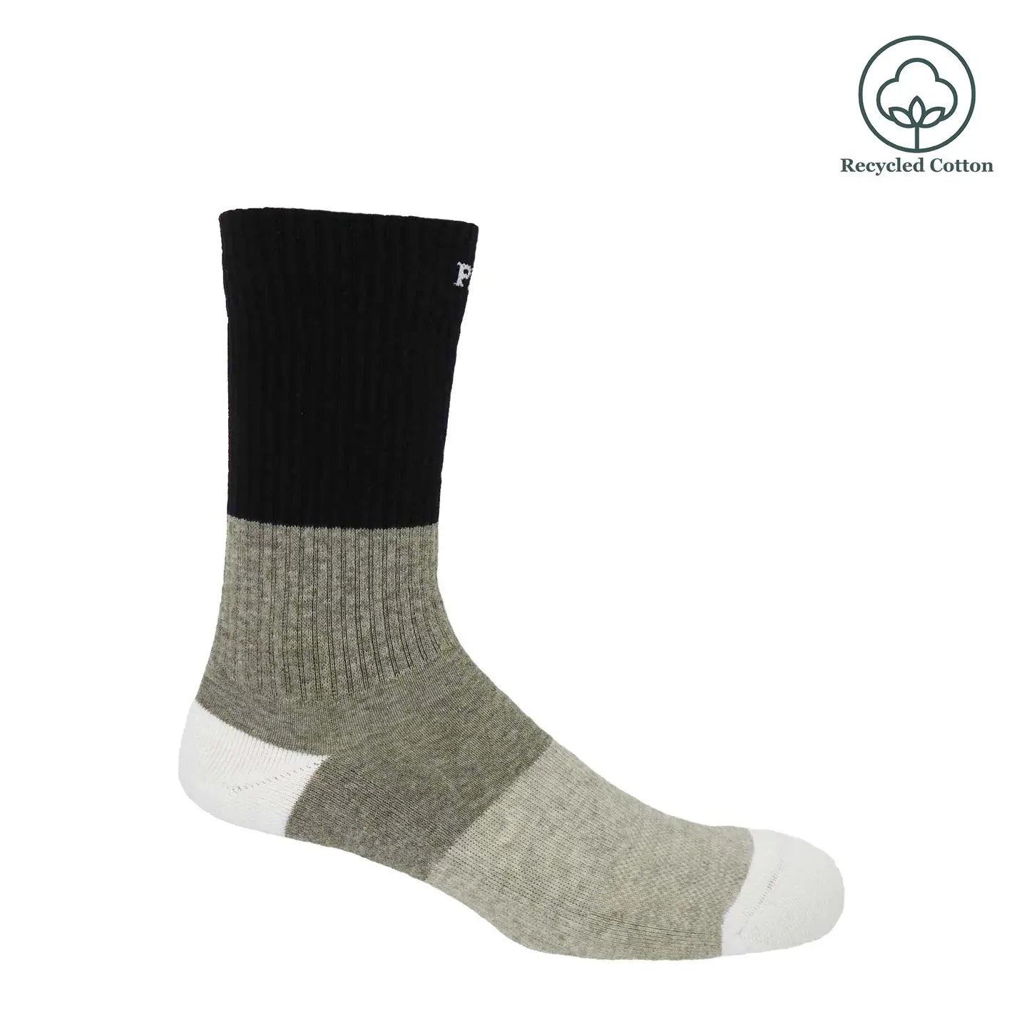 Men's recycled black sport socks with cushioned support.