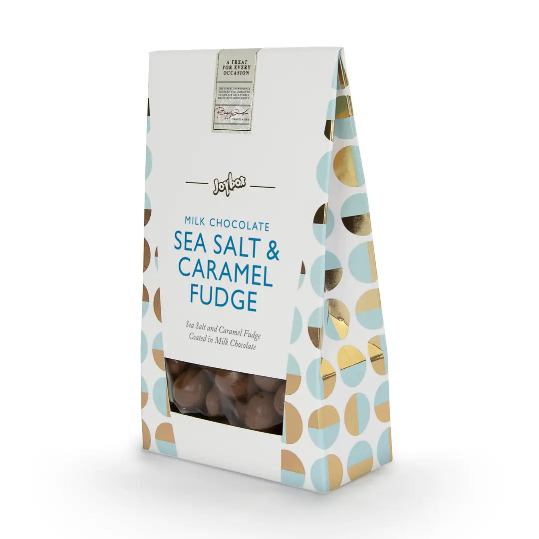 Sea salt and caramel fudge pieces coated in milk chocolate in a 150g pack.