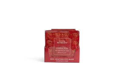 Self-heating eye mask infused with chamomile or lavender for relaxation, eye strain relief and better sleep.