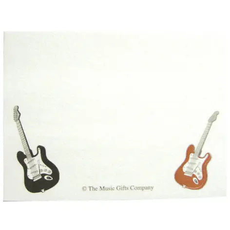 Guitar themed sticky notepad with electric guitar illustrations.