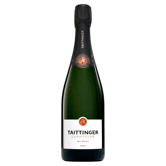 Taittinger Brut Réserve Champagne bottle with elegant label design.