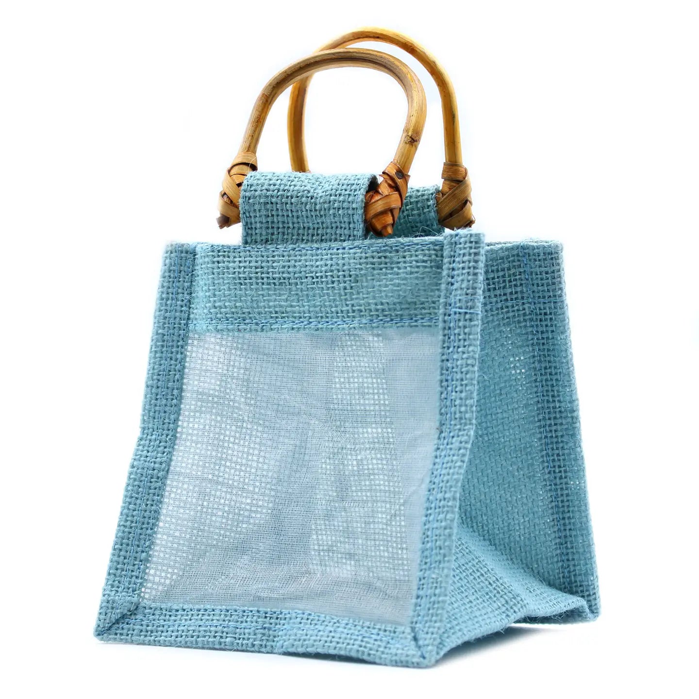 Pretty Teal Pure Jute and Cotton Window Gift Bag