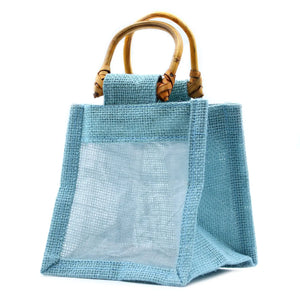Teal | Pure Jute and Cotton Window Small Gift Bag