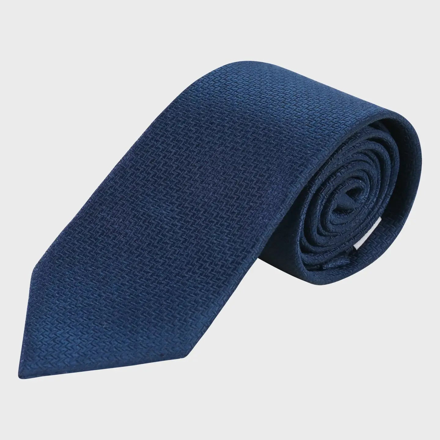 Textured silk tie in navy blue 