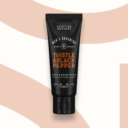 Thistle & Black Pepper Face &amp; Beard Wash. Infused with the bold scent of black pepper, spice and amber
