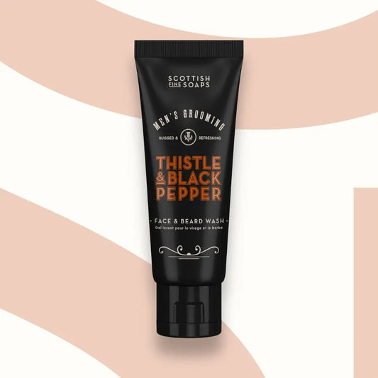 Thistle & Black Pepper Face &amp; Beard Wash. Infused with the bold scent of black pepper, spice and amber