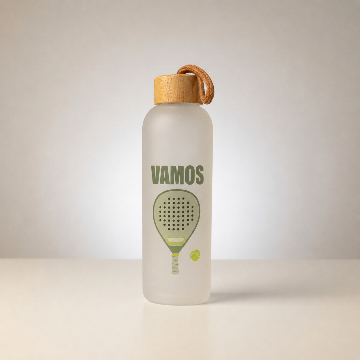 Frosted Padel Water Bottle With Bamboo Lid | 750ml