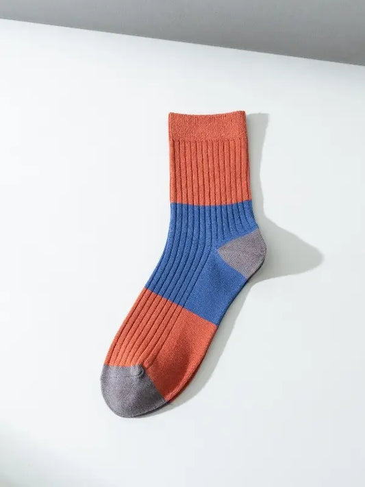 Men's stylish warm knitted cotton smart casual sock with colorful pattern.