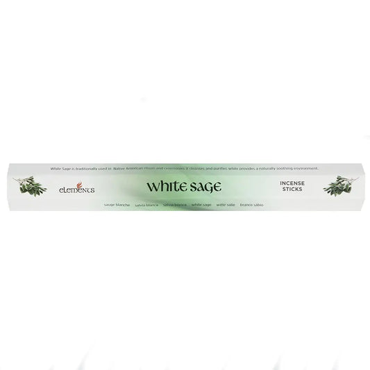 White Sage Premium Incense Sticks packaging with calming fragrance benefits.