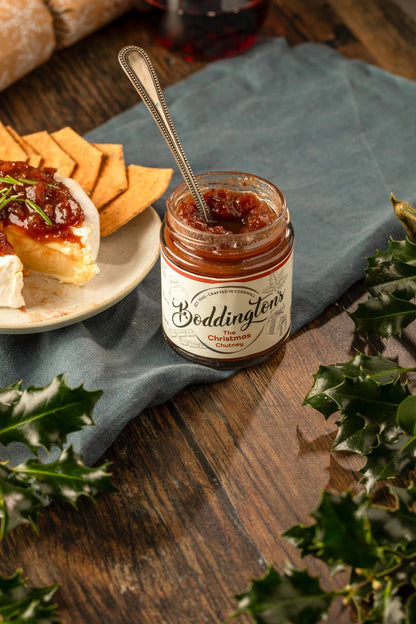 Boddingtons Christmas Chutney handmade in Cornwall with oranges, red onions, cranberries and warming spices.