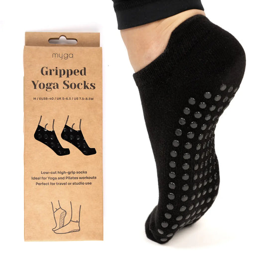 Grip Yoga Socks with non-slip grips for stability and comfort in yoga sessions.