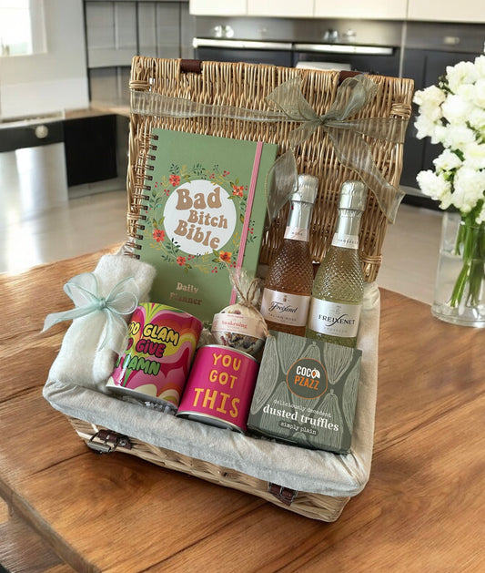 You Got This Gift with planner, candles, fizz, chocolates, socks, and bath treat – a thoughtful gift for self-care or celebration.